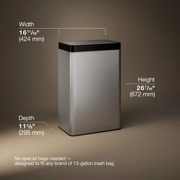 13-gallon touchless stainless steel trash can - image 3