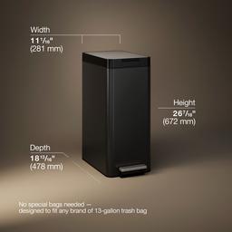 13-gallon stainless steel slim step trash can with bifold lid - image 3