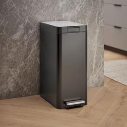 13-gallon stainless steel slim step trash can with bifold lid - image 2