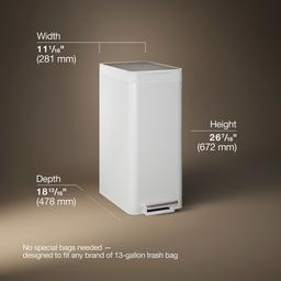 13-gallon stainless steel slim step trash can with bifold lid - image 3