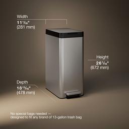 13-gallon stainless steel slim step trash can with bifold lid - image 3