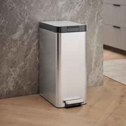 13-gallon stainless steel slim step trash can with bifold lid - image 2