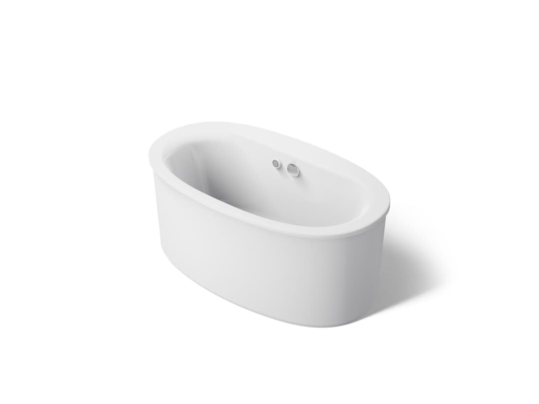 Kohler Sunstruck 60'' x 34'' freestanding bath with Bask heated surface and straight shroud - White by Kohler