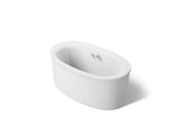 Kohler Sunstruck 60'' x 34'' freestanding bath with Bask heated surface and straight shroud - White - image 1