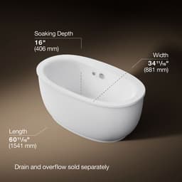 Kohler Sunstruck 60'' x 34'' freestanding bath with Bask heated surface and fluted shroud - White - image 3