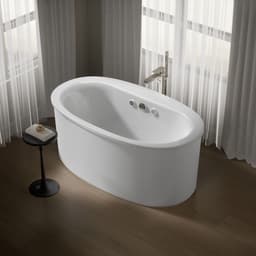 Kohler Sunstruck 60-1/2'' x 34-1/2'' freestanding Heated BubbleMassageE air bath with Bask heated surface and straight shroud - White - image 2