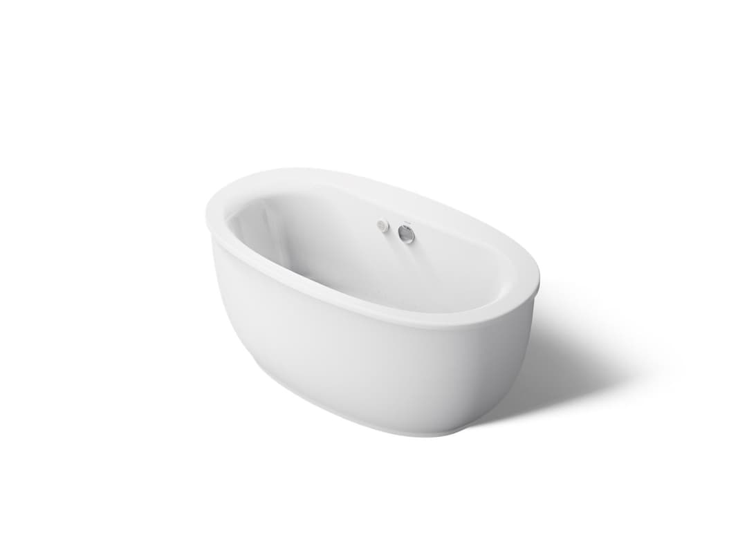 Kohler Sunstruck 60-1/2'' x 34-1/2'' freestanding Heated BubbleMassageE air bath with fluted shroud - White by Kohler