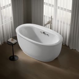 Kohler Sunstruck 60-1/2'' x 34-1/2'' freestanding Heated BubbleMassageE air bath with Bask heated surface and fluted shroud - White - image 2
