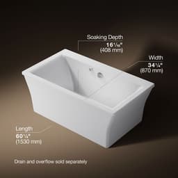 Kohler Stargaze 60'' x 34'' freestanding Heated BubbleMassageE air bath with fluted shroud - White - image 3