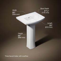 Kohler Kelston 23-3/4'' Rectangular Pedestal Bathroom Sink - White - image 3