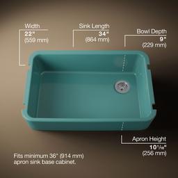 Kohler Ironridge 34'' Undermount Single-bowl Farmhouse Kitchen Sink - Teal - image 3