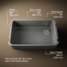 Kohler Ironridge 34'' Undermount Single-bowl Farmhouse Kitchen Sink - Thunder Grey - image 3