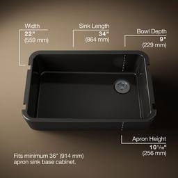 Kohler Ironridge 34'' Undermount Single-bowl Farmhouse Kitchen Sink - Black - image 3