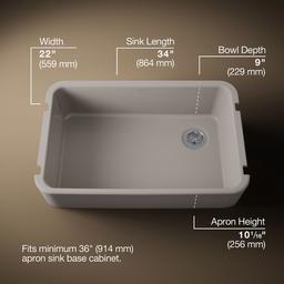 Kohler Ironridge 34'' Undermount Single-bowl Farmhouse Kitchen Sink - Truffle - image 3