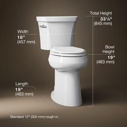 Highline Tall two-piece elongated toilet, 1.28 gpf - White - image 3