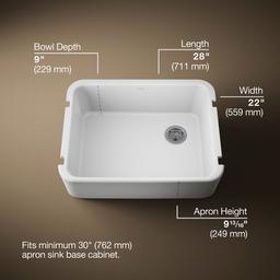 Kohler Ironridge 28 In. Undermount Single-bowl Farmhouse Kitchen Sink - White - image 3