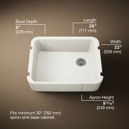 Kohler Ironridge 28 In. Undermount Single-bowl Farmhouse Kitchen Sink - Biscuit - image 3
