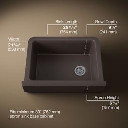 Cairn 29-3/4'' undermount single-bowl farmhouse kitchen sink with short apron - image 3