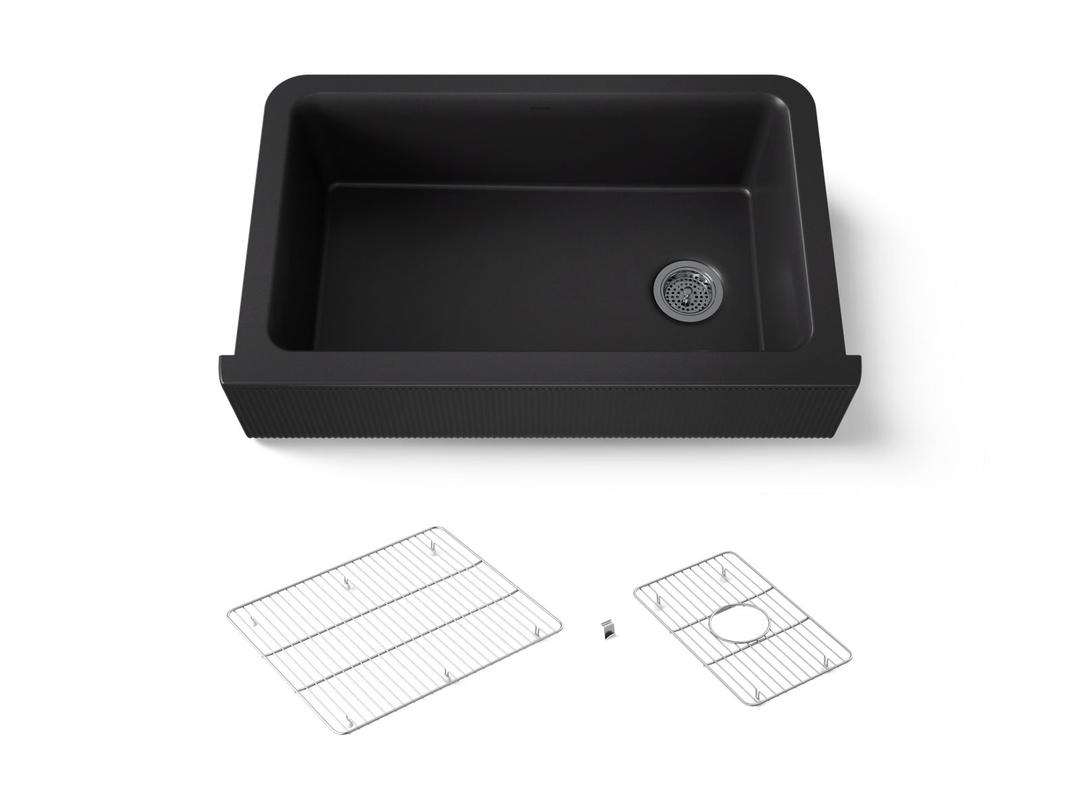 Cairn 34'' undermount single-bowl farmhouse kitchen sink with fluted design by Kohler