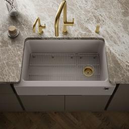 Cairn 34'' undermount single-bowl farmhouse kitchen sink with fluted design - image 2