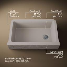 Cairn 34'' undermount single-bowl farmhouse kitchen sink with fluted design - image 3