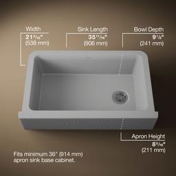 Cairn 34'' undermount single-bowl farmhouse kitchen sink with fluted design - image 3