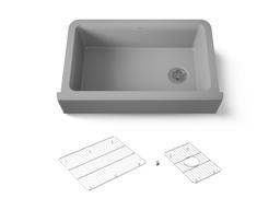 Cairn 34'' undermount single-bowl farmhouse kitchen sink with fluted design - image 1