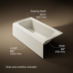 AvecE 60'' x 30'' alcove bath, left drain - image 3