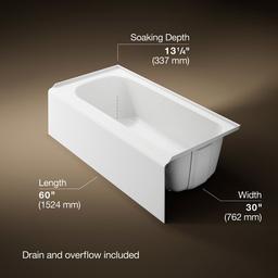 AvecE 60'' x 30'' alcove bath, right drain - image 3