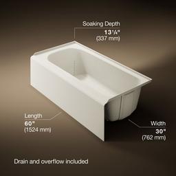 AvecE 60'' x 30'' alcove bath, right drain - image 3
