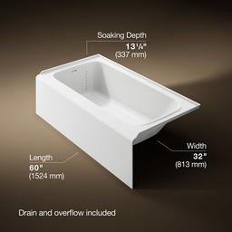 AvecE 60'' x 32'' alcove bath, left drain - image 3