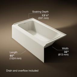 AvecE 60'' x 32'' alcove bath, left drain - image 3