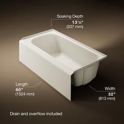 AvecE 60'' x 32'' alcove bath, right drain - image 3