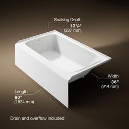AvecE 60'' x 36'' alcove bath, left drain - image 3