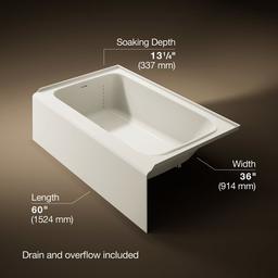 AvecE 60'' x 36'' alcove bath, left drain - image 3