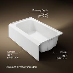 AvecE 60'' x 36'' alcove bath, right drain - image 3