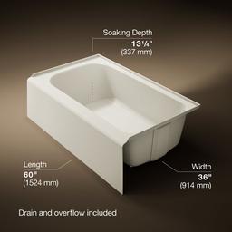 AvecE 60'' x 36'' alcove bath, right drain - image 3