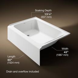 AvecE 60'' x 42'' alcove bath, left drain - image 3