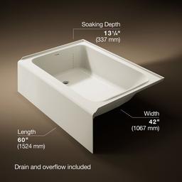 AvecE 60'' x 42'' alcove bath, left drain - image 3