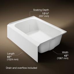 AvecE 60'' x 42'' alcove bath, right drain - image 3