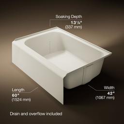 AvecE 60'' x 42'' alcove bath, right drain - image 3