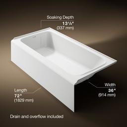 AvecE 72'' x 36'' alcove bath, left drain - image 3