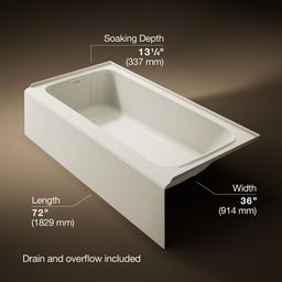 AvecE 72'' x 36'' alcove bath, left drain - image 3