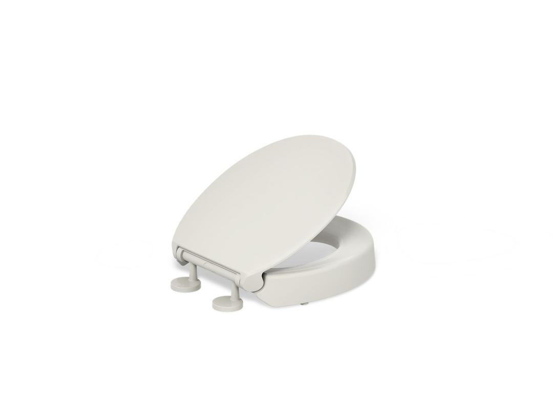Elevated Quiet-CloseE round-front toilet seat by Kohler