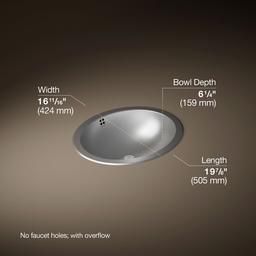 Bachata 20'' oval drop-in/undermount bathroom sink - image 3