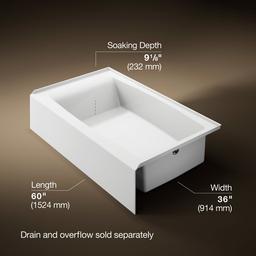 Entity 60'' x 36'' alcove bath with right drain - White - image 3