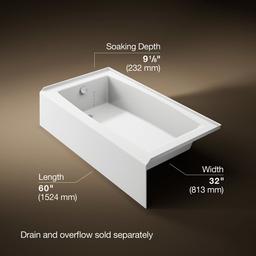 Entity 60'' x 32'' alcove bath with left drain - White - image 3