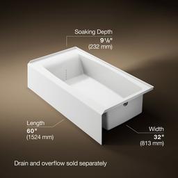 Entity 60'' x 32'' alcove bath with right drain - White - image 3