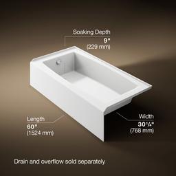 Entity 60'' x 30'' alcove bath, left drain - White - image 3