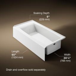 Entity 60'' x 30'' alcove bath right drain - White - image 3
